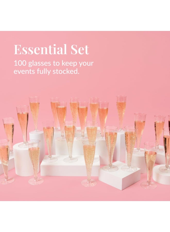 BOAO Set of 50 Clear Plastic Champagne Flutes - 4.5 oz Capacity Shatterproof Disposable Glasses - Suitable for Weddings, Cocktail Parties, and Outdoor Celebrations(Gold Glitter) - Image 4