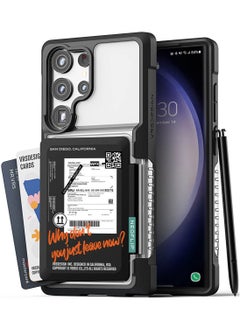 VRS Design Neo Flip Travel Samsung Galaxy S23 Ultra Case Cover Wallet with Semi Automatic Snap Door Credit Card Holder Slot [2 Cards] - Matte Black  - Image 1