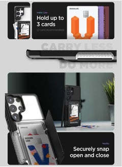 VRS Design Neo Flip Travel Samsung Galaxy S23 Ultra Case Cover Wallet with Semi Automatic Snap Door Credit Card Holder Slot [2 Cards] - Matte Black  - Image 2
