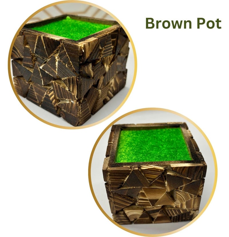 Dekorly Potted Plants Indoor Small Artificial Silk Plants Decor for Home Table Office Desk Bedroom Living Room Bathroom Shelf Farmhouse | Wooden Pot (Design-D, One Plant) - Image 5