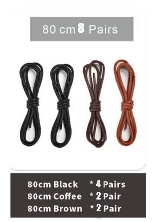 واي جيه 8 أزواج من أربطة الأحذية المصنوعة من القطن المشمع -أربطة أحذية دائرية متينة للأحذية الجلدية والأحذية - Image 2