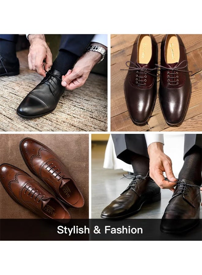 واي جيه 8 أزواج من أربطة الأحذية المصنوعة من القطن المشمع -أربطة أحذية دائرية متينة للأحذية الجلدية والأحذية - Image 5