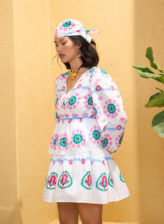 ساسافراس فستان قصير مُطبع بالكامل - Image 3