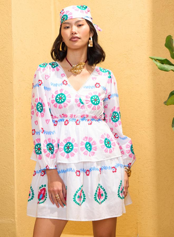 ساسافراس فستان قصير مُطبع بالكامل - Image 2