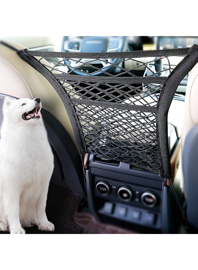 KOOPAO Universal Elastic Mesh Net Trunk Bag 3 Layer Car Seat Net Car Mesh Organizer Dog Trunk Net Barrier Seat Back Net Bag Barrier Of Backseat Kids Cargo Tissue Purse Holder - Image 1