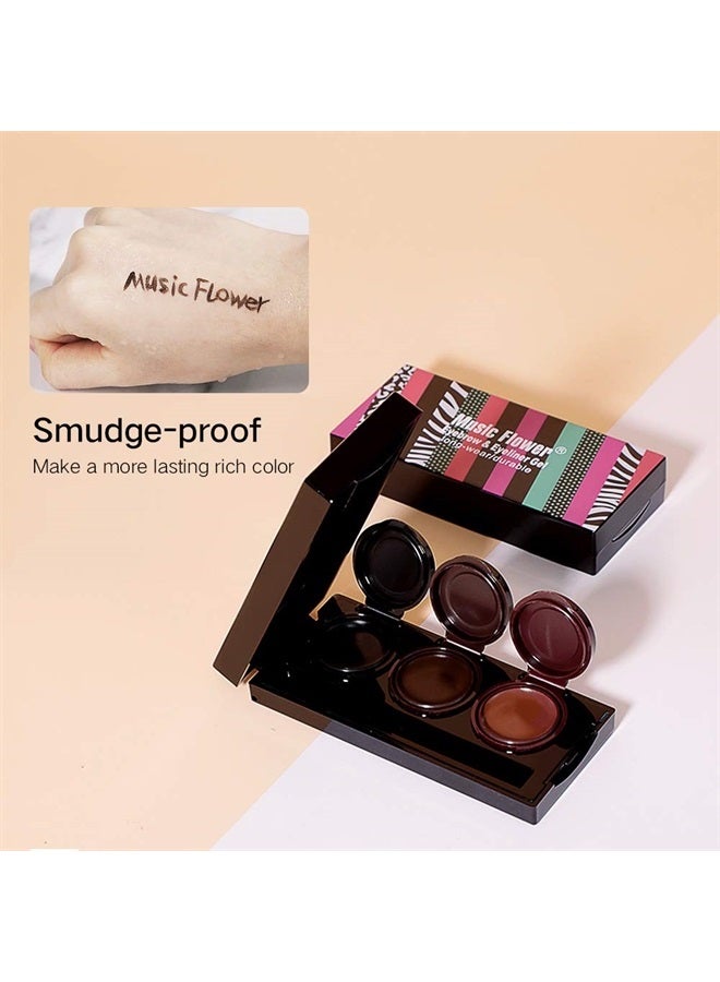 Music Flower جل حواجب وآيلاينر 3 في 1 مقاوم للماء ومضاد للتلطخ طويل الأمد أسود + بني