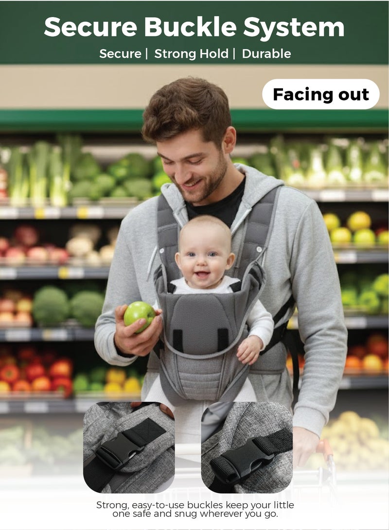 Zenito Infant Carrier - 3-18 months -Ergonomic 3-in-1 Baby Travel Carrier - Adjustable & Removable headrest - Grey - Image 3