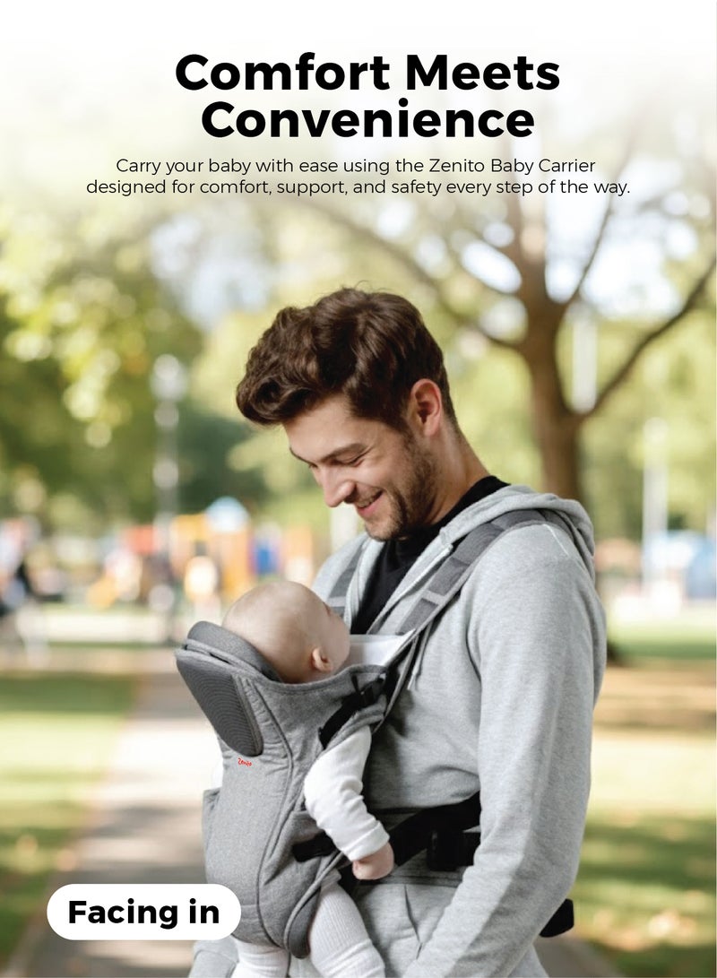 Zenito Infant Carrier - 3-18 months -Ergonomic 3-in-1 Baby Travel Carrier - Adjustable & Removable headrest - Grey - Image 4