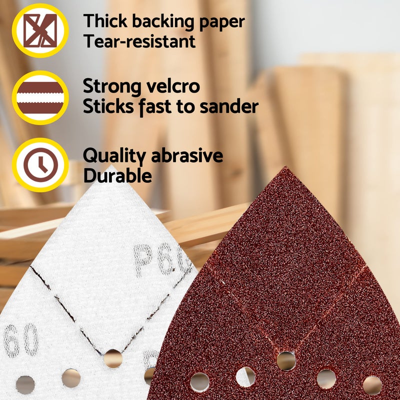 S&F STEAD & FAST Mouse Sander Sandpaper 60 Grit 25 Pack, Black and Decker Mouse Sander Pads, 12 Hole Hook and Loop Sanding Pads, Detail Palm Sand Paper Set with Tack Cloth - Image 3