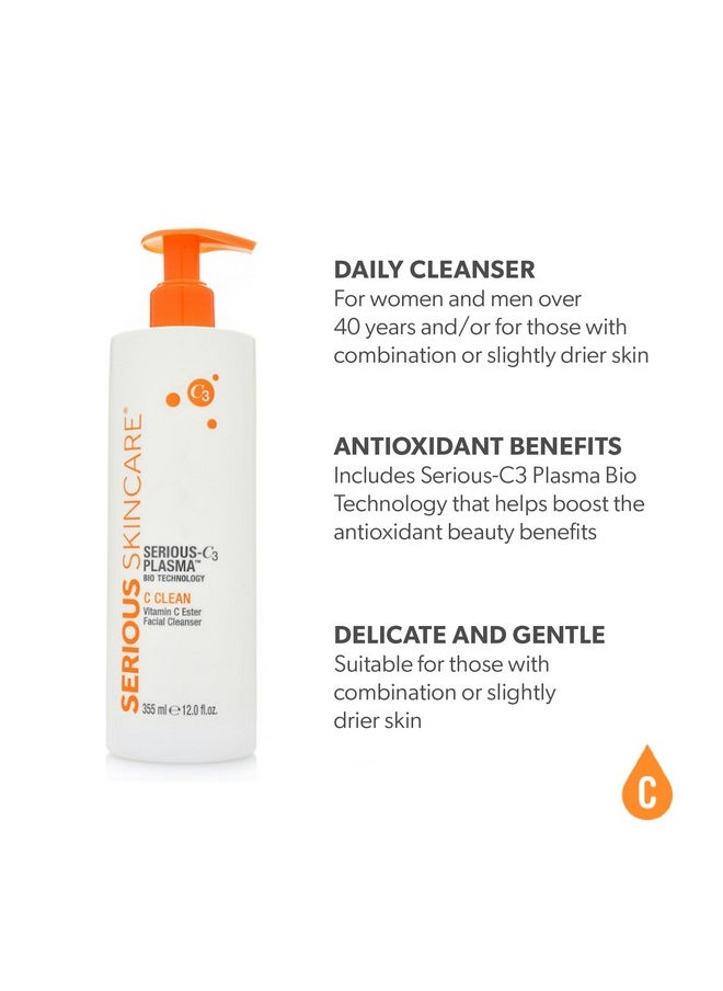 Serious Skincare Erious Skincare Seriousc3 Plasma Vitamin C Facial Cleanser For Bright And Hydrated Skin Hydrolyzed Collagen For Dry And Mature Skin 12 Oz. Bottle With Pump  - Image 3
