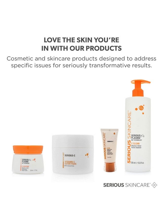 Erious Skincare Seriousc3 Plasma Vitamin C Facial Cleanser For Bright And Hydrated Skin Hydrolyzed Collagen For Dry And Mature Skin 12 Oz. Bottle With Pump