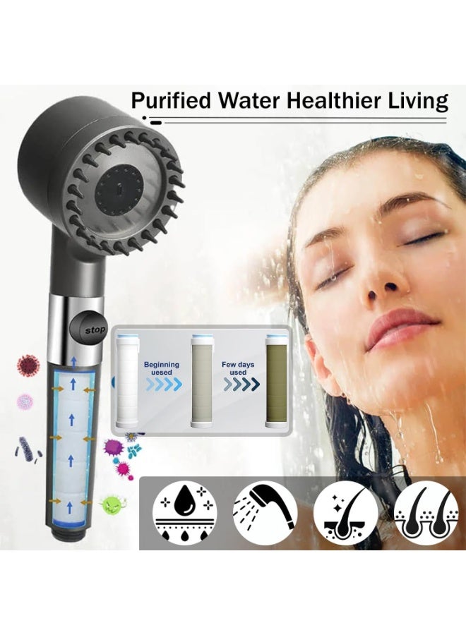 Beauenty Filtered Shower Head with Handheld, High Flow Even with Low Water Pressure Flow and Multiple Spray Modes Shower Head with Filter with hose 60" Bracket, Rubber Washers and extra 3 Cotton Filters - Image 3