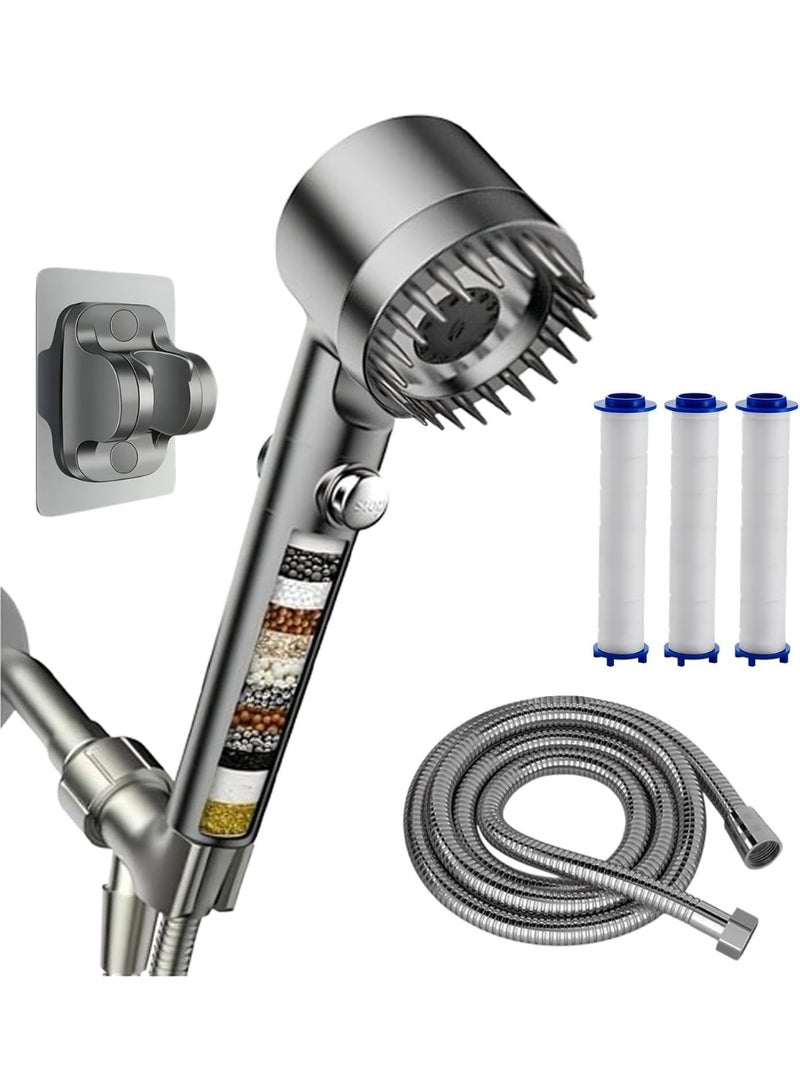Beauenty Filtered Shower Head with Handheld, High Flow Even with Low Water Pressure Flow and Multiple Spray Modes Shower Head with Filter with hose 60" Bracket, Rubber Washers and extra 3 Cotton Filters - Image 1