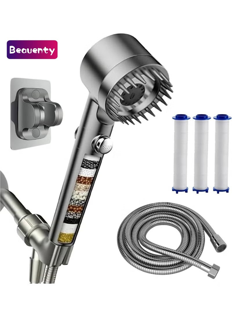 Beauenty Filtered Shower Head with Handheld, High Flow Even with Low Water Pressure Flow and Multiple Spray Modes Shower Head with Filter with hose 60" Bracket, Rubber Washers and extra 3 Cotton Filters - Image 1