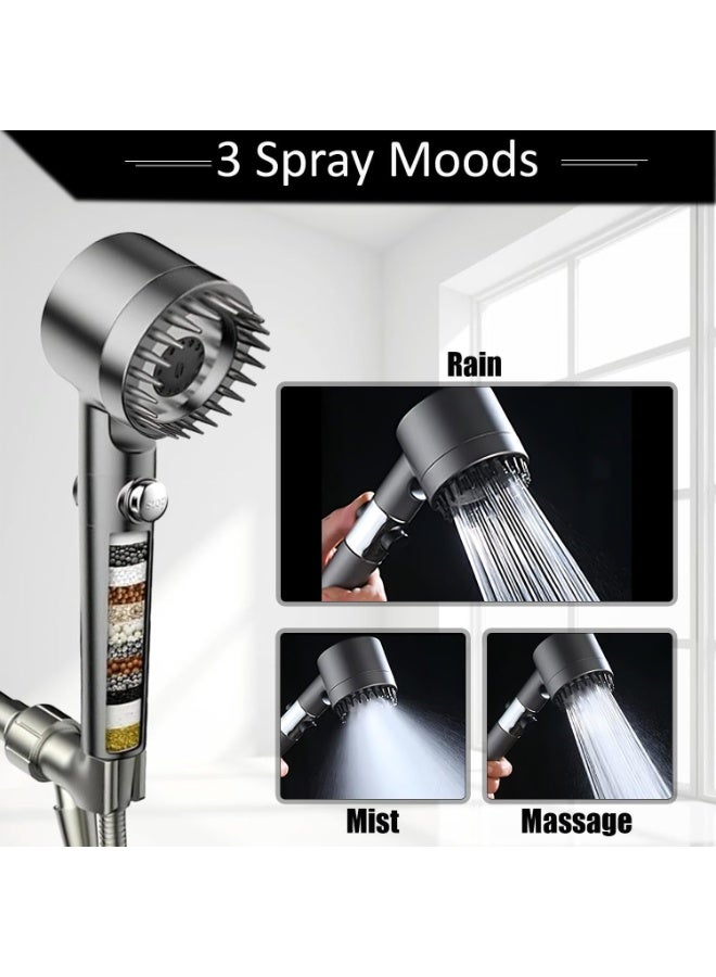 Beauenty Filtered Shower Head with Handheld, High Flow Even with Low Water Pressure Flow and Multiple Spray Modes Shower Head with Filter with hose 60" Bracket, Rubber Washers and extra 3 Cotton Filters - Image 2