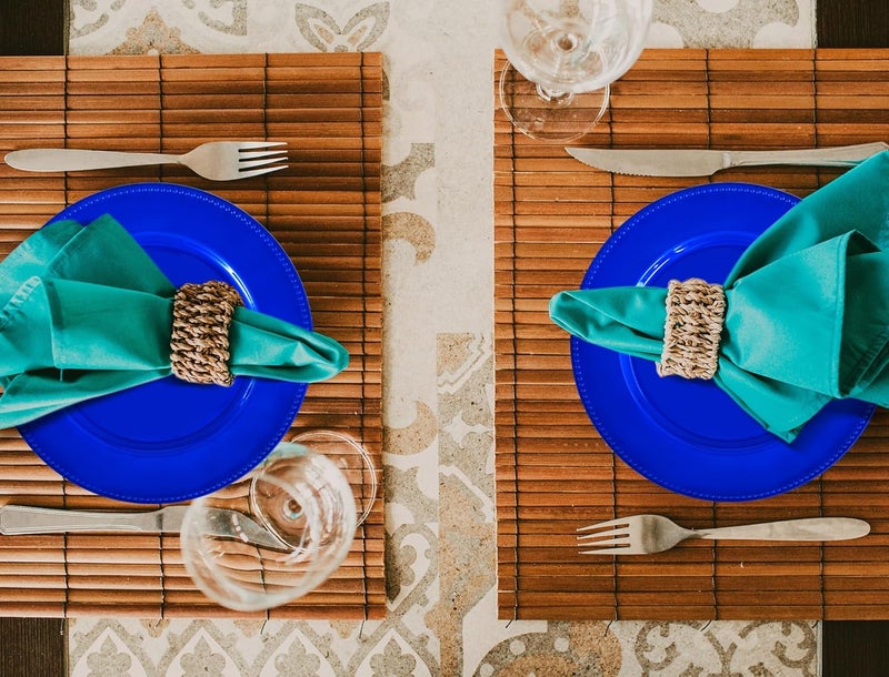 FXKS 36 Pcs Royal Blue Charger Plates Round Charger Plates13 Inch Bulk Wedding Dinner Elegant Reusable Plastic Chargers Plates Wedding Holiday Party Baby Shower Event Decoration Royal Blue - Image 4