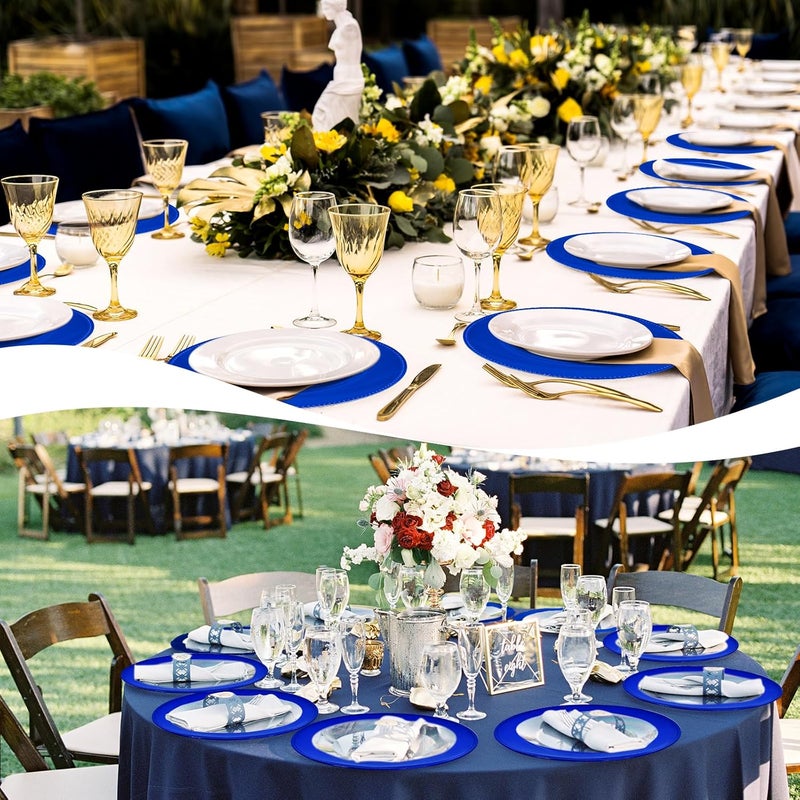 FXKS 36 Pcs Royal Blue Charger Plates Round Charger Plates13 Inch Bulk Wedding Dinner Elegant Reusable Plastic Chargers Plates Wedding Holiday Party Baby Shower Event Decoration Royal Blue - Image 5
