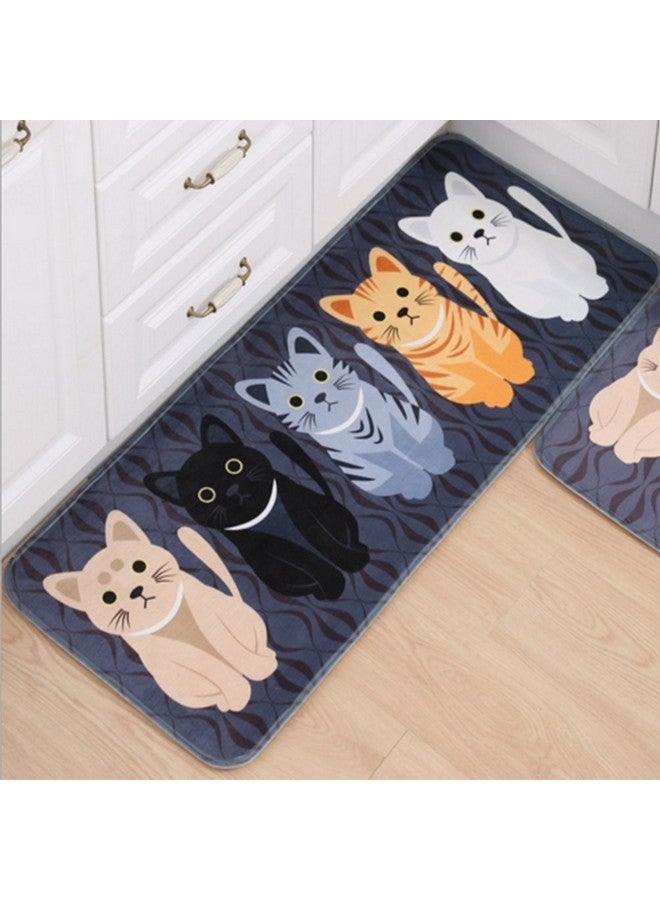 Gydthdeix Rectangle Cartoon Lovely Cats Kitty Pattern Mat Rug for Stairway Toilet Floor Bedroom Living Room Bathroom Kitchen Home Decoration Area - Image 1