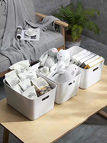 Amyup Set Of 8 Plastic Storage Bins,Versatile Kitchen Pantry Organization and Storage,for Plastic Storage Container Under Bed,Under Sink Bathroom Organizer (White, 8 Pack) - Image 3