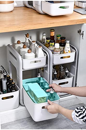Amyup Set Of 8 Plastic Storage Bins,Versatile Kitchen Pantry Organization and Storage,for Plastic Storage Container Under Bed,Under Sink Bathroom Organizer (White, 8 Pack) - Image 4