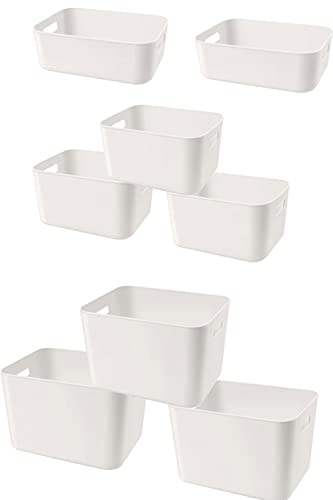 Amyup Set Of 8 Plastic Storage Bins,Versatile Kitchen Pantry Organization and Storage,for Plastic Storage Container Under Bed,Under Sink Bathroom Organizer (White, 8 Pack) - Image 1