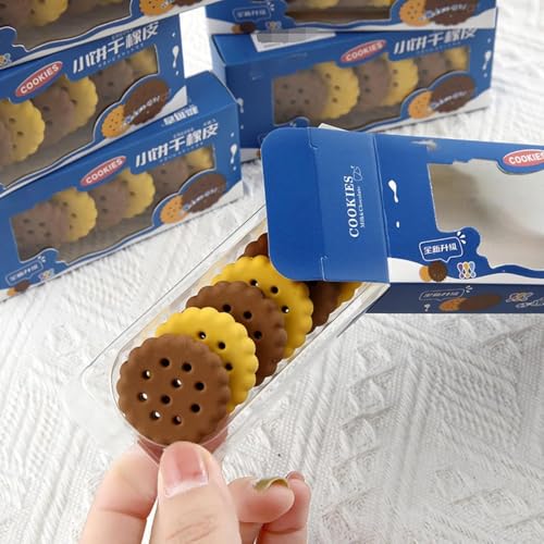SSKR Biscuit Cookie Shape Erasers for Kids | Fun & Non-Toxic Stationery Eraser for School & Return Gifts | Cute Cartoon Style Erasers (Pack of 12 Pcs) - Image 3