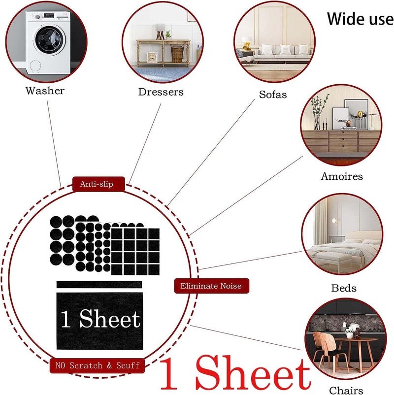 DIY Crafts 9, 9 Sheet Pack, Beige, Pads 8" x 6" x 1/5" Furniture Felt Pads Self Adhesive, Cuttable Felt Chair Pads, Anti Scratch Floor Protectors for Furniture Legs Hardwood Floor, Be(9) - Image 2