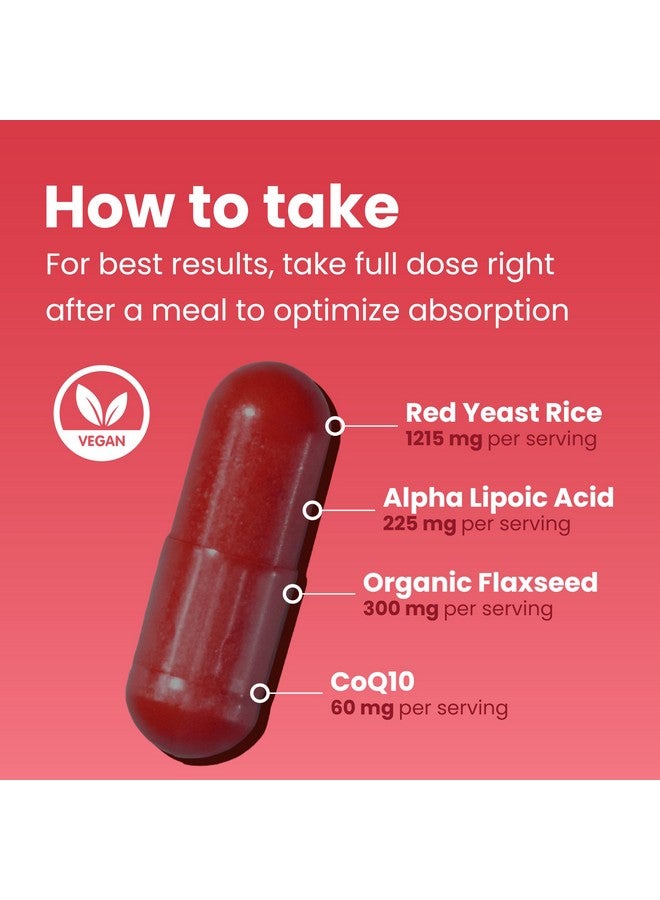 Sanar Naturals Sanar Naturals Red Yeast Rice, CoQ10 Supplement - Supports Healthy Heart Function, Energy, and Stamina - Non-GMO, Gluten Free, Vegan, 120 Capsules - Image 3