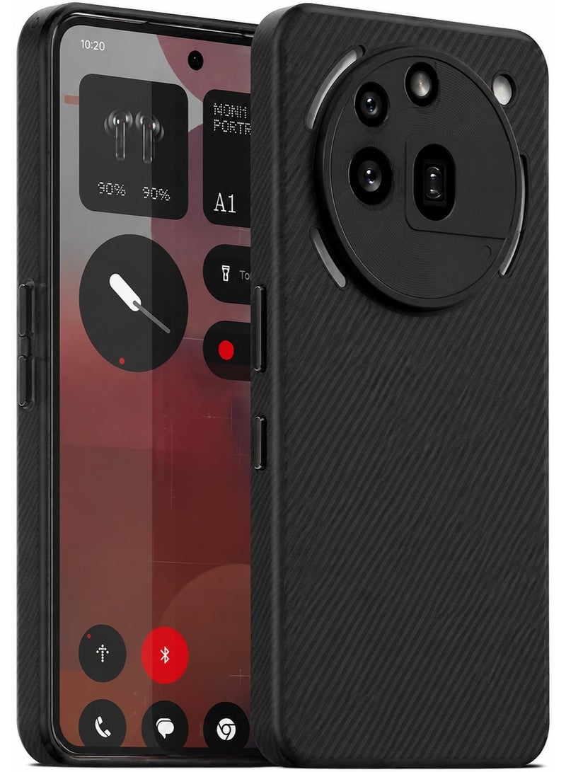 موكولو غطاء لهاتف Nothing phone 3A pro مصنوع من ألياف الكربون المصقولة  - أسود - Image 1