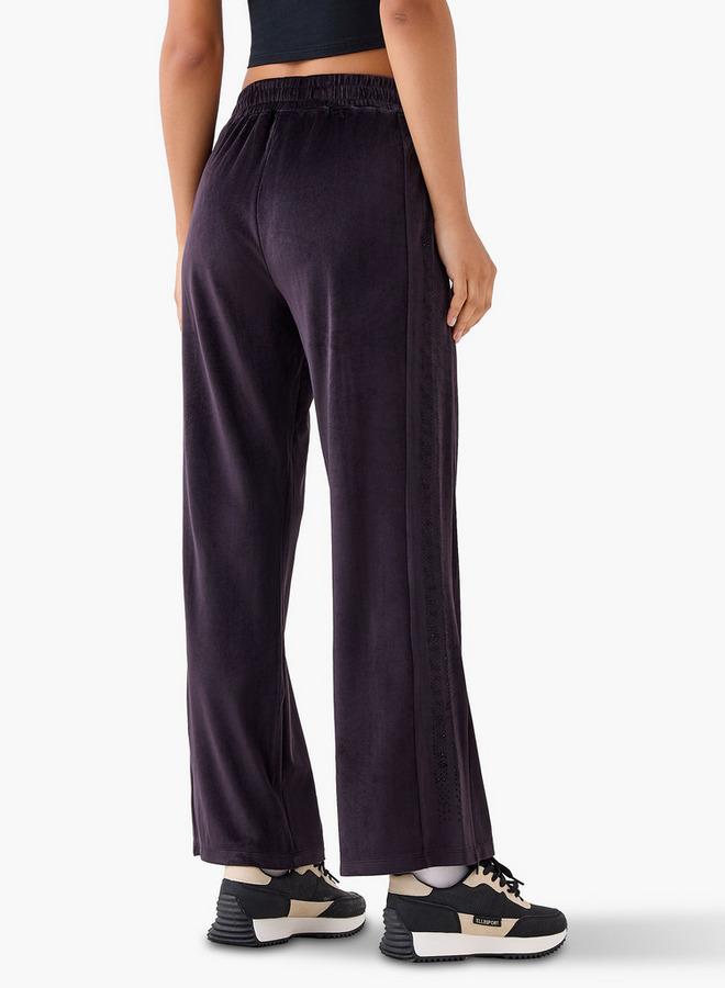 Kappa Embellished Velour Regular Fit Track Pants with Pockets - Image 3
