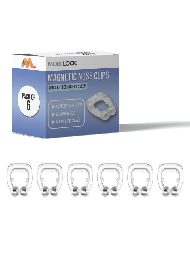 Mobi Lock Pack of 6 Magnetic Anti Snore Clips - Silicone Nose Clips - Reusable Snoring Solution for Nasal Snorers - Enjoy a More Peaceful Night Sleep from Mobi Lock - Image 1