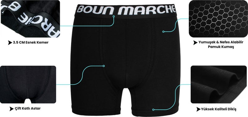 Boun Marche Men's Boxer Lycra Premium 6-Pack Boris Bm-Clr  - Image 4