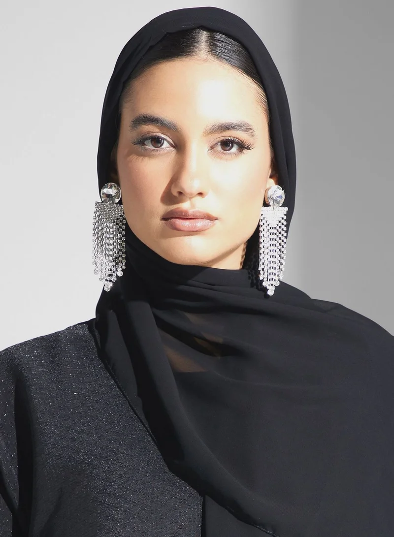 hayas closet Embroidered  Flared Sleeve Abaya