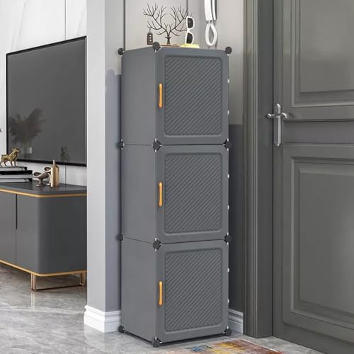 EXVITO Portable Shoe Rack for Home Plastic Shelves Household - DIY Multipurpose Shoe Rack Organizer, 6 Door Shoe Storage-Shelf with Dustproof Door Entryway (Grey, 3 Door) - Image 3