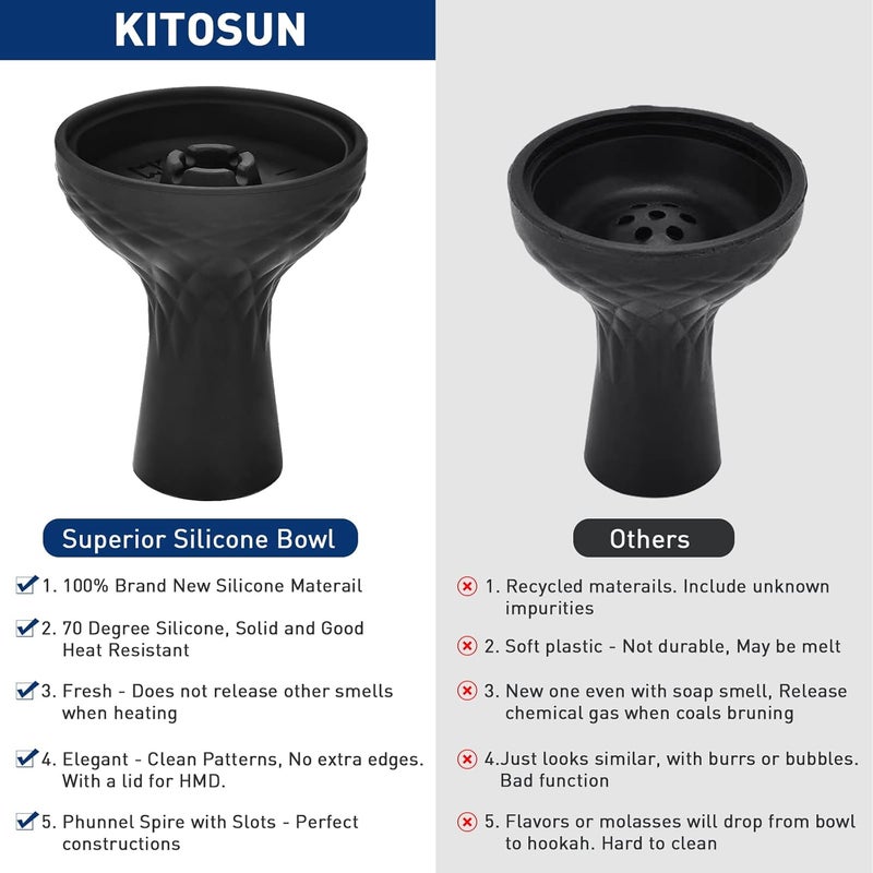 KITOSUN Hookah Bowl - Rubber Silicone Phunnel Hookah Bowl Perfect Work with Heat Management Device Bundle for Better Shisha Hookah Narguile Smoking Accessories Easy Clean (Upgrade Phunnel) - Image 5