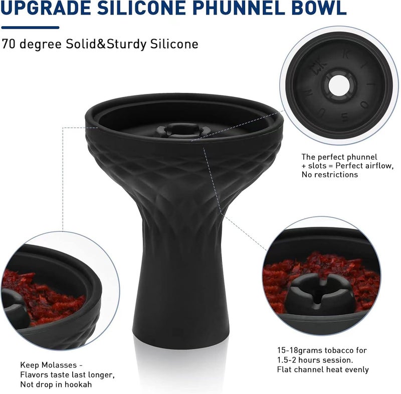 KITOSUN Hookah Bowl - Rubber Silicone Phunnel Hookah Bowl Perfect Work with Heat Management Device Bundle for Better Shisha Hookah Narguile Smoking Accessories Easy Clean (Upgrade Phunnel) - Image 2
