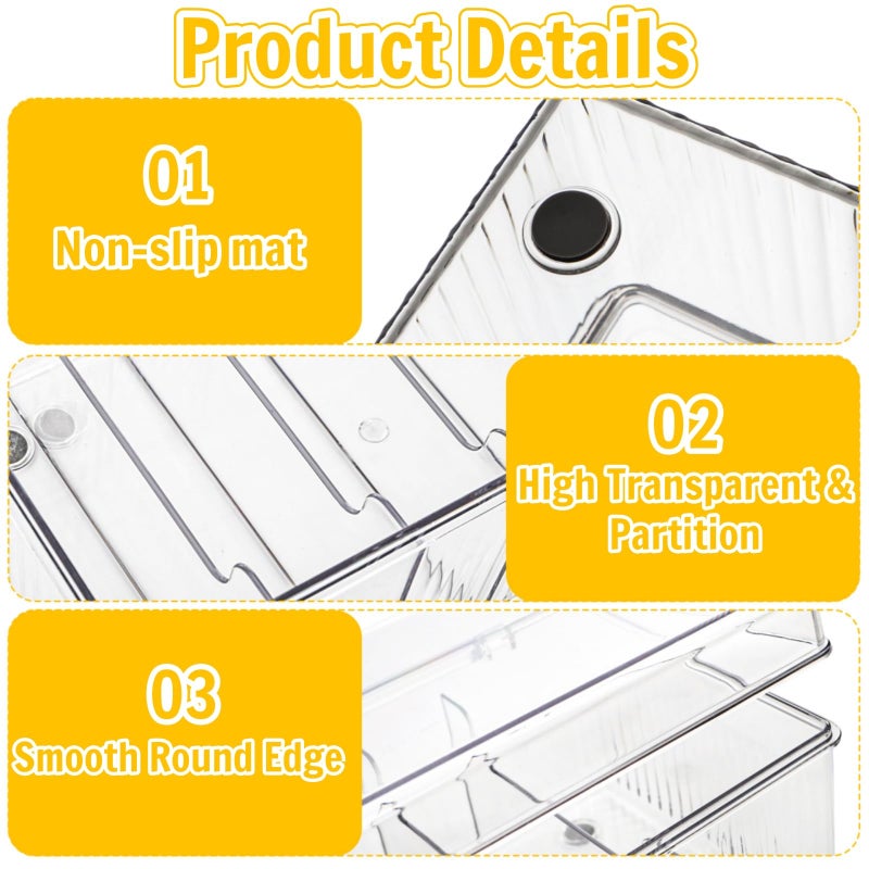 Acshio 2 Pack Lash Extension Organizer, Clear Eyelash Cart Storage Boxes with 6 Compartments, Separated Large Capacity Eyelash Extension Supplies Storage Container for Lash Techs - Image 4