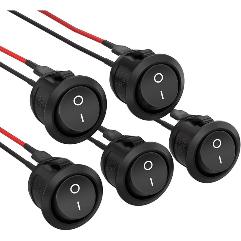 APIELE KCD1 Rocker Switch ON/OFF Rocker Switch SPST 2 Pin SPST 2 Pin Snap On Car Boat Design with Pre-Wired Wires AC 6A/250V 10A/125V 12VDC - Image 1