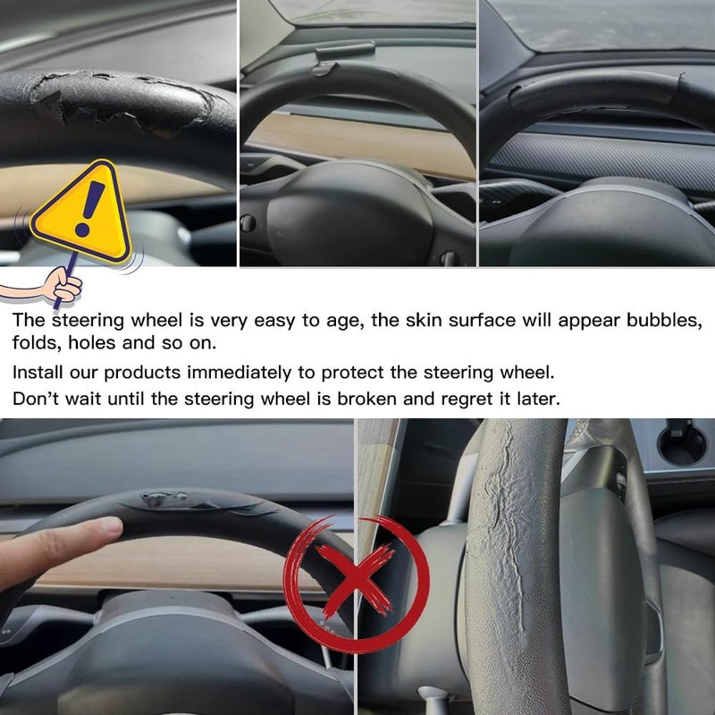 JSWAN Real Carbon Fiber Steering Wheel Cover for Tesla Model 3 2017 to 2023 Model Y 2020 to 2024 Steering Wheel Trim Cover Steering Wheel Wrap Protector Interior Accessories Matte Black Upper Part - Image 4