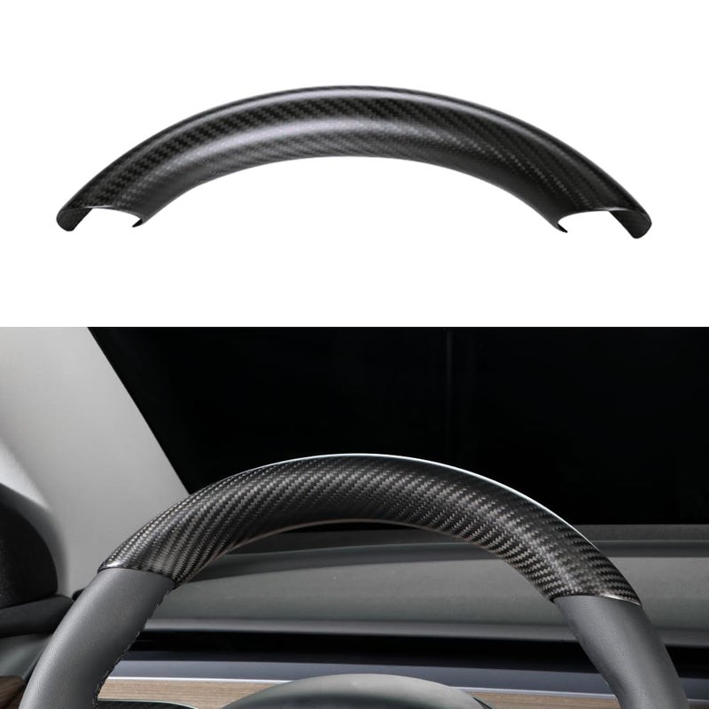 JSWAN Real Carbon Fiber Steering Wheel Cover for Tesla Model 3 2017 to 2023 Model Y 2020 to 2024 Steering Wheel Trim Cover Steering Wheel Wrap Protector Interior Accessories Matte Black Upper Part - Image 2