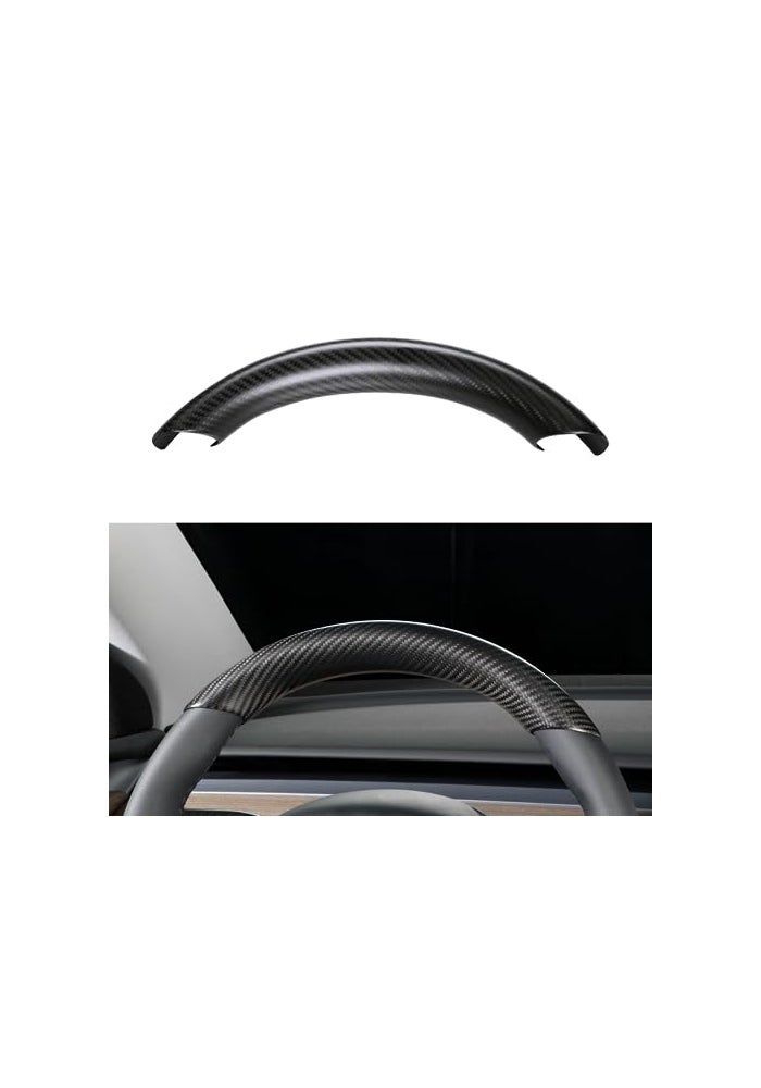 JSWAN Real Carbon Fiber Steering Wheel Cover for Tesla Model 3 2017 to 2023 Model Y 2020 to 2024 Steering Wheel Trim Cover Steering Wheel Wrap Protector Interior Accessories Matte Black Upper Part - Image 1
