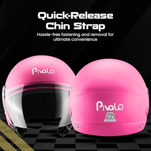 Pivalo X-Pearl 580MM Half Face Helmet with Outer Clear Visor Glossy Finish Scratch Resistant Open-Face for Bike Scooty Riding Men and Women (Pack of 1, Pink) - Image 2