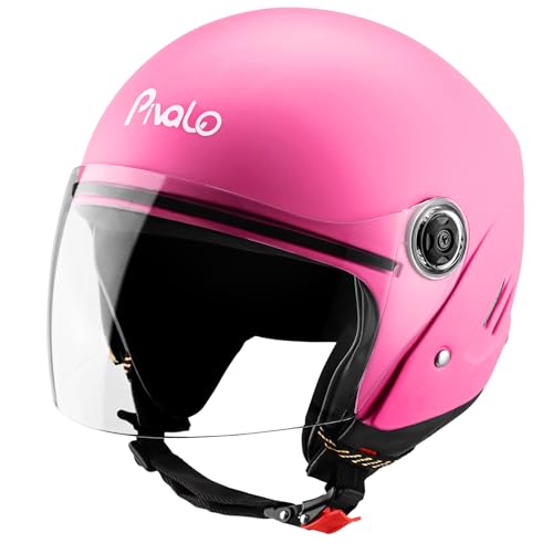 Pivalo X-Pearl 580MM Half Face Helmet with Outer Clear Visor Glossy Finish Scratch Resistant Open-Face for Bike Scooty Riding Men and Women (Pack of 1, Pink) - Image 1