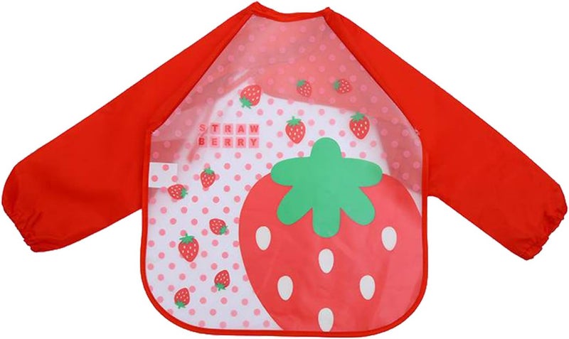 klarako Kids Aprons for Painting, Toddler Art Long Sleeve Smock, Waterproof Children Artist Painting, Baking, Cooking Smocks for Age 1klarako5 Years Boy Girl klarakoRed Strawberry - Image 3