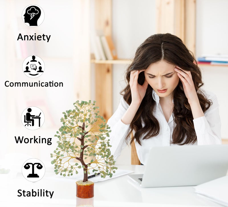 Crocon Green Jade Chakra Tree of Life Crystal Tree for Positive Energy, Feng Shui Home Decor - Handmade Gemstone Tree, Money Tree Bonsai - Green Healing Crystals, Wealth & Good Luck Stones Spiritual Gift - Image 3