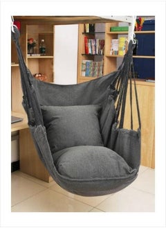 MIXDE Quality Cotton Weave Hammock Swing Chair,Hanging Rope Swing With 1 Cushion,1 Pillow,For Outdoor,Home,Yard  - Image 1
