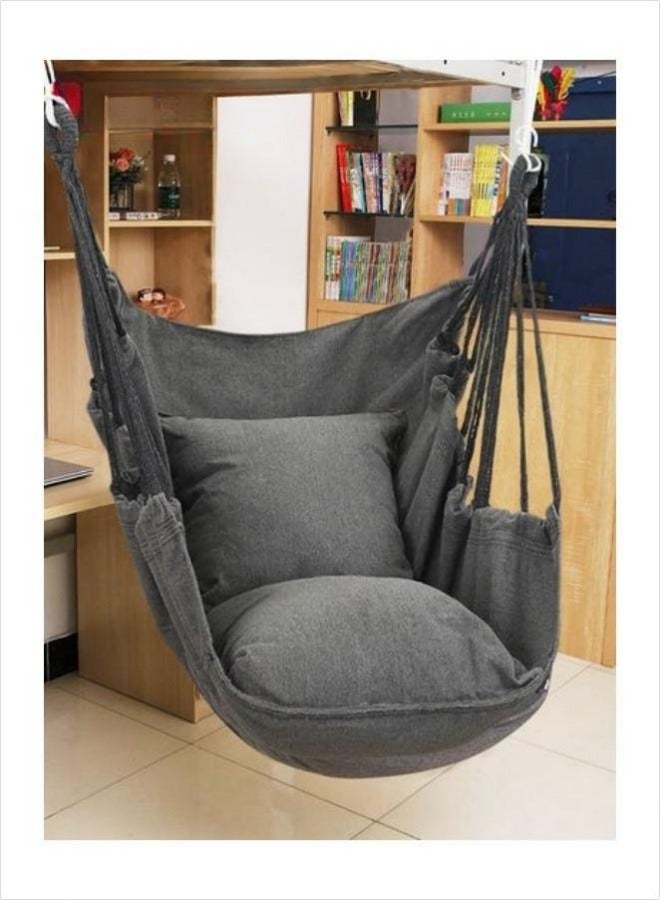 MIXDE Quality Cotton Weave Hammock Swing Chair,Hanging Rope Swing With 1 Cushion,1 Pillow,For Outdoor,Home,Yard - Image 1