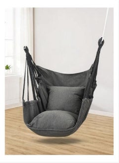 MIXDE Quality Cotton Weave Hammock Swing Chair,Hanging Rope Swing With 1 Cushion,1 Pillow,For Outdoor,Home,Yard  - Image 2