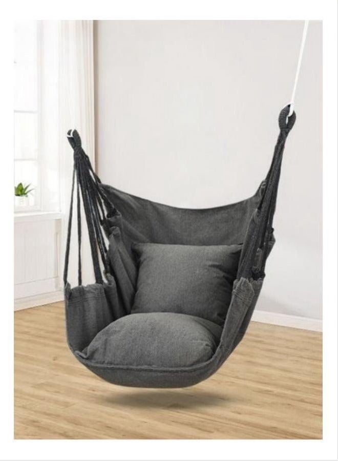 MIXDE Quality Cotton Weave Hammock Swing Chair,Hanging Rope Swing With 1 Cushion,1 Pillow,For Outdoor,Home,Yard - Image 2