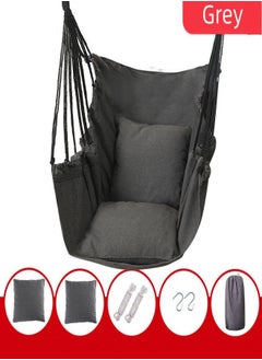 MIXDE Quality Cotton Weave Hammock Swing Chair,Hanging Rope Swing With 1 Cushion,1 Pillow,For Outdoor,Home,Yard  - Image 3